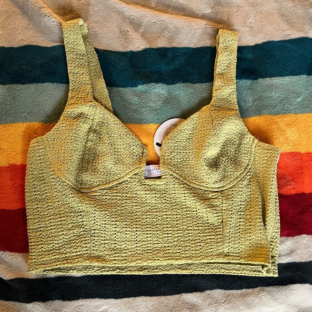Nectar light lime green corset top NWT